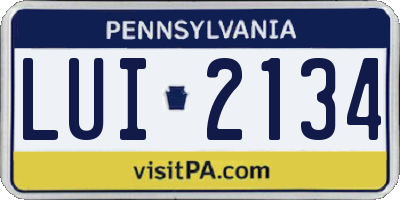 PA license plate LUI2134