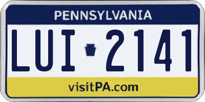 PA license plate LUI2141
