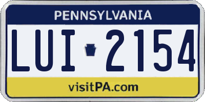 PA license plate LUI2154