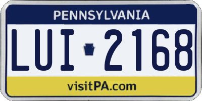 PA license plate LUI2168