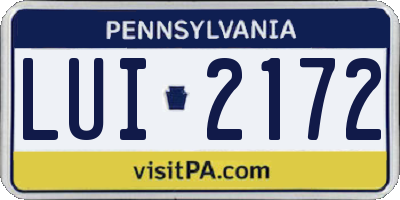 PA license plate LUI2172