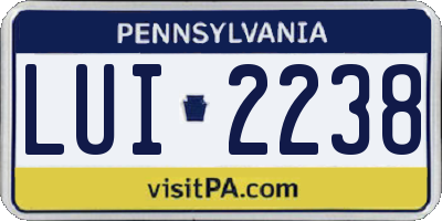 PA license plate LUI2238
