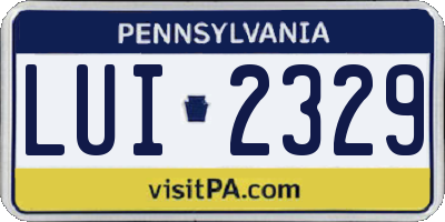 PA license plate LUI2329