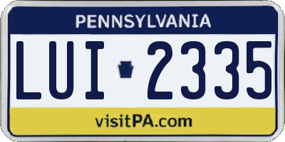 PA license plate LUI2335