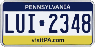 PA license plate LUI2348