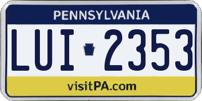 PA license plate LUI2353