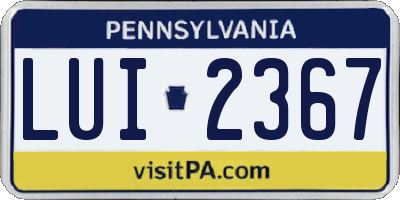PA license plate LUI2367