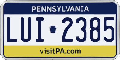 PA license plate LUI2385