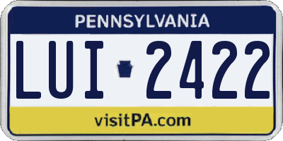 PA license plate LUI2422