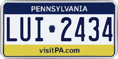 PA license plate LUI2434