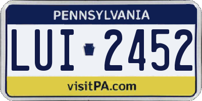 PA license plate LUI2452