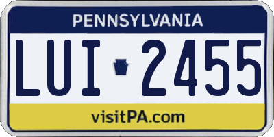 PA license plate LUI2455