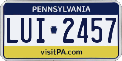 PA license plate LUI2457