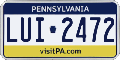 PA license plate LUI2472
