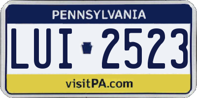 PA license plate LUI2523