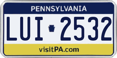 PA license plate LUI2532