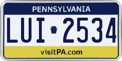 PA license plate LUI2534