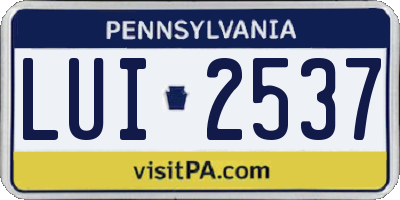 PA license plate LUI2537
