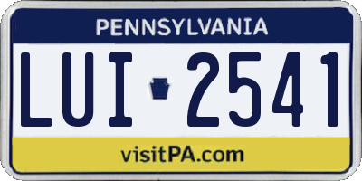 PA license plate LUI2541