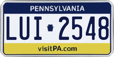 PA license plate LUI2548