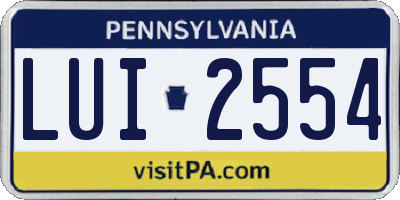 PA license plate LUI2554