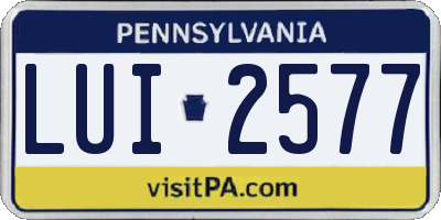 PA license plate LUI2577