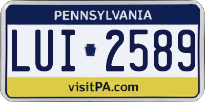 PA license plate LUI2589