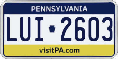 PA license plate LUI2603