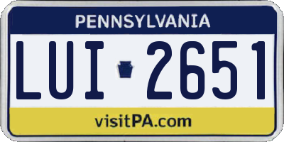 PA license plate LUI2651