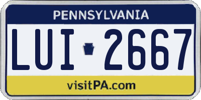 PA license plate LUI2667
