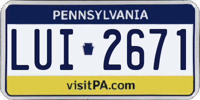 PA license plate LUI2671