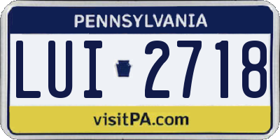 PA license plate LUI2718
