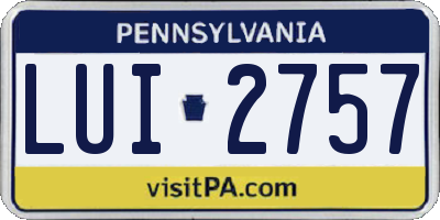 PA license plate LUI2757