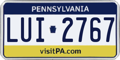 PA license plate LUI2767