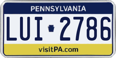 PA license plate LUI2786