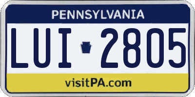 PA license plate LUI2805