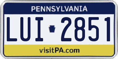 PA license plate LUI2851