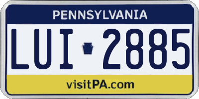 PA license plate LUI2885