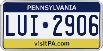 PA license plate LUI2906