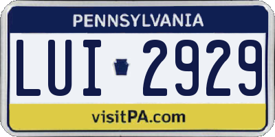 PA license plate LUI2929