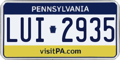 PA license plate LUI2935