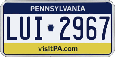 PA license plate LUI2967