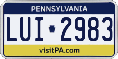 PA license plate LUI2983