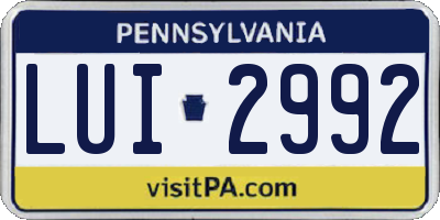 PA license plate LUI2992
