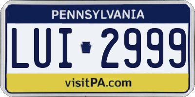 PA license plate LUI2999