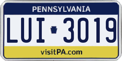 PA license plate LUI3019