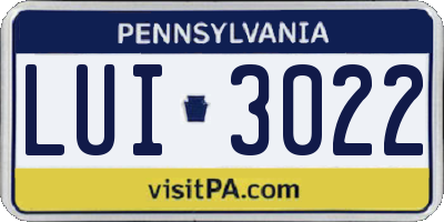 PA license plate LUI3022