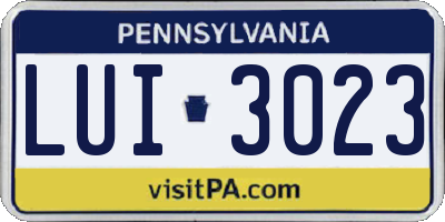 PA license plate LUI3023