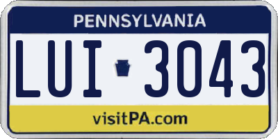 PA license plate LUI3043