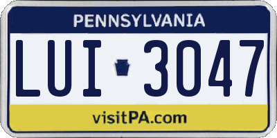 PA license plate LUI3047